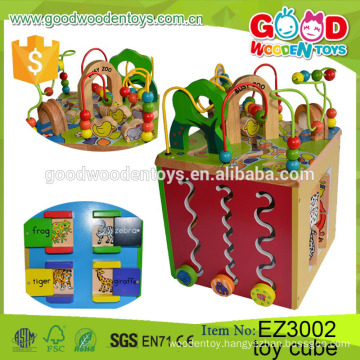 Four Sides Educational Wooden Cube Box Game Kindergarden Activity Play Center Baby Toy Cube